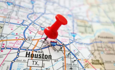 houston map with a tack